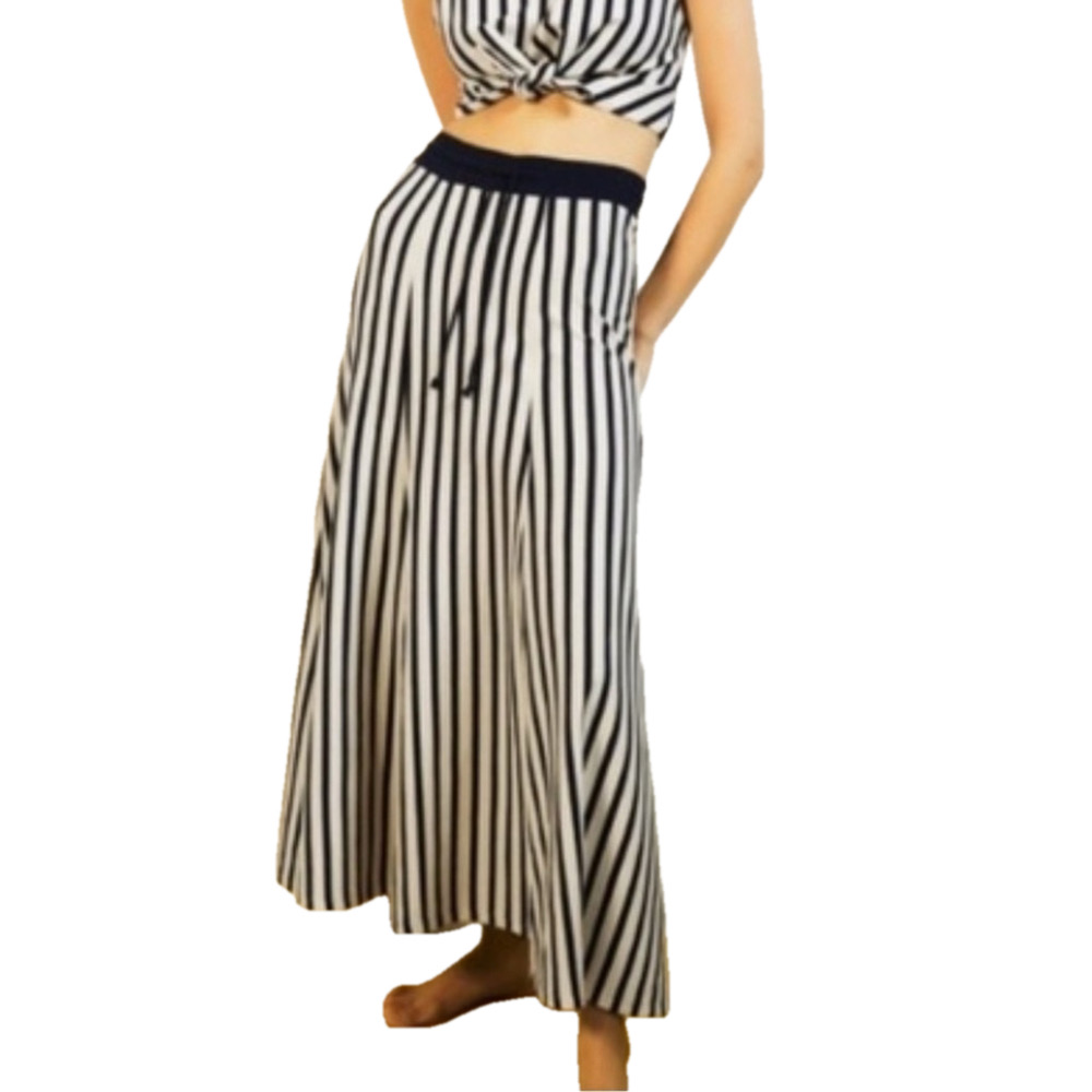 Zara cotton Striped Black and White Maxi Skirt size small